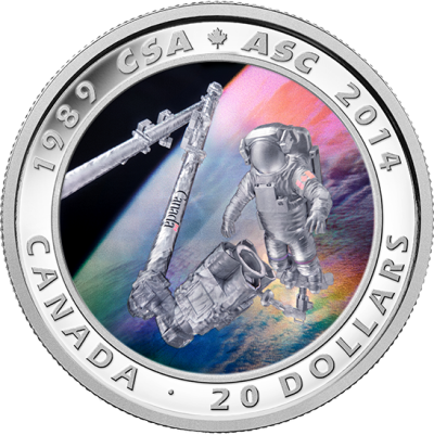 加拿大2014--25周年加拿大太空人彩色銀幣1盎司