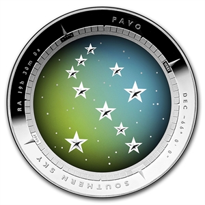 澳洲2013南方星空系列---孔雀星精鑄銀幣1盎司