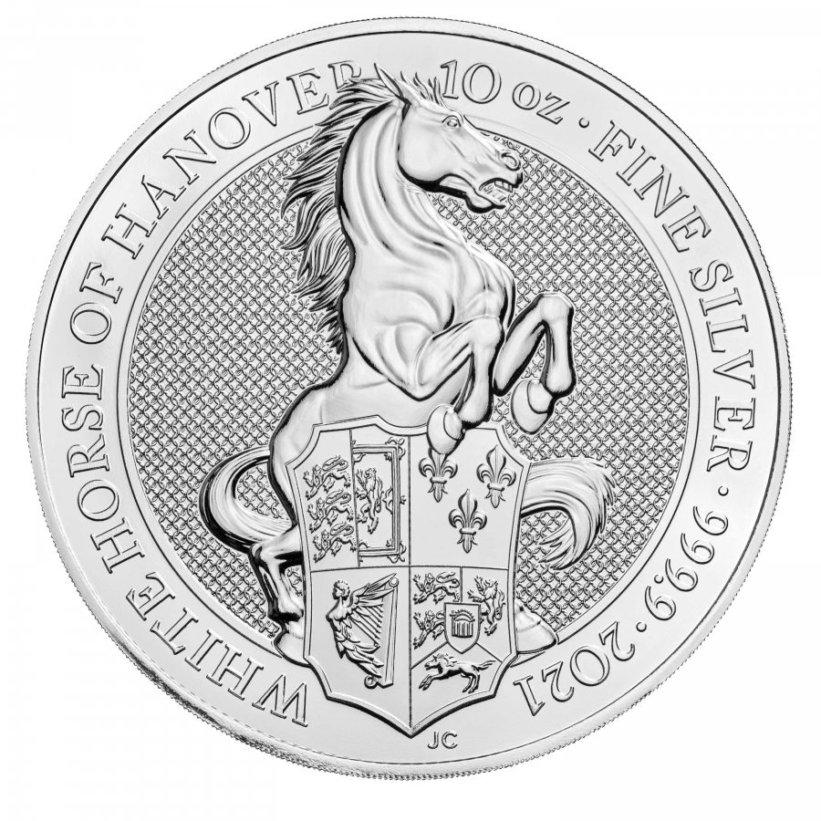 英國-2021-英女皇神獸系列---漢諾威白馬-99.99%-普制銀幣-10盎司