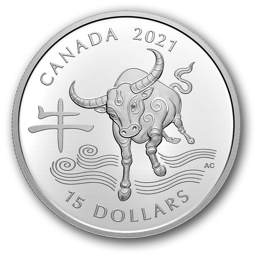 加拿大-2021-牛年生肖-99.99%-精製銀幣-1盎司