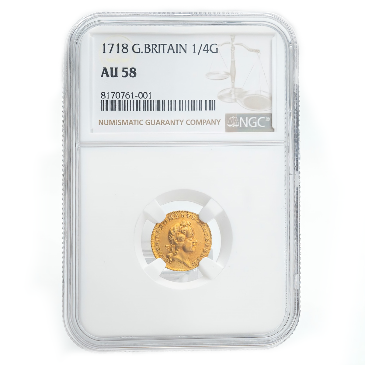 英國1718佐治一世金幣 2.10克 NGC AU-58