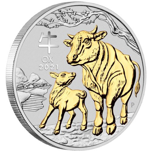 澳洲-2021-農曆生肖系列-III---牛年-99.99%-鍍金銀幣-1盎司