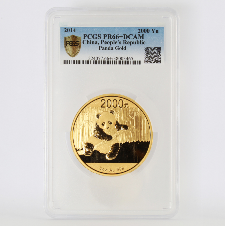 中國2014熊貓精鑄金幣5盎司-PCGS-PR-66+