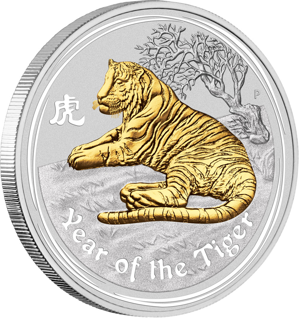 澳洲2010虎年生肖鍍金銀幣1盎司