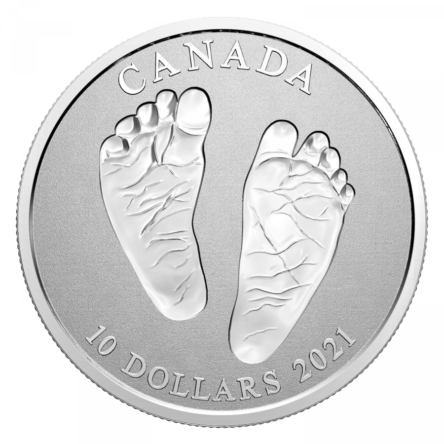 加拿大-2021-初生嬰兒腳印-99.99%-精製銀幣-1/2盎司