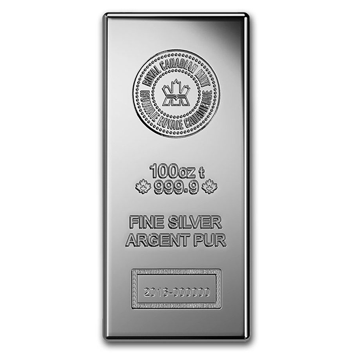 加拿大皇家鑄幣廠壓印銀塊100盎司 (83.0999兩) (非全新)