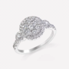 18K/750璀璨光环花形白色黄金钻石戒指
