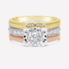 18K/750時尚三層三色黃金鑽石戒指
