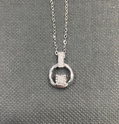 18K/750 Rose Gold Diamond Necklace 1D/0.04ct/12D/0.02/40cm/1.47g