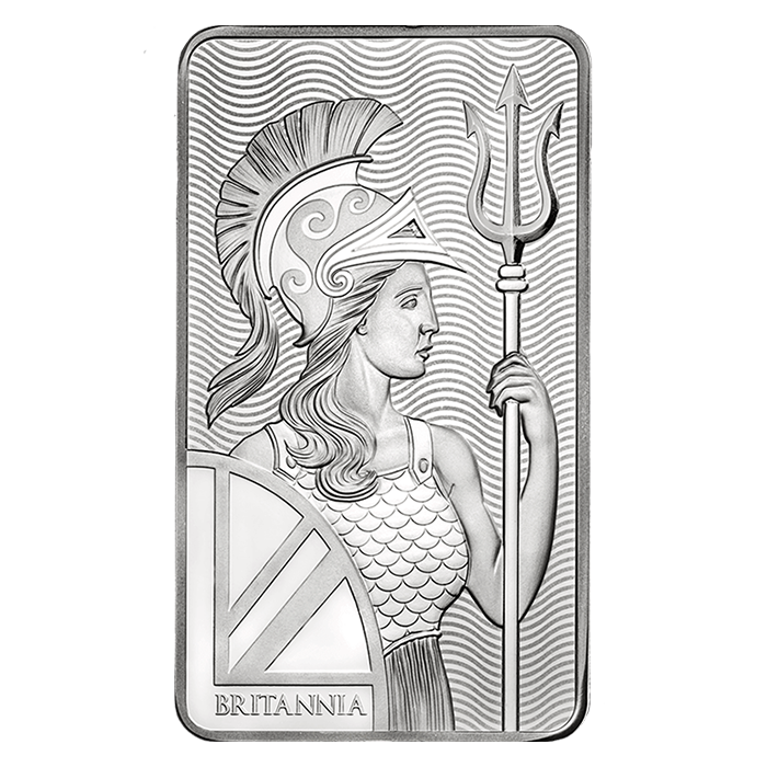 英國2023大不列顛女神99.9%普制壓鑄銀條100盎司