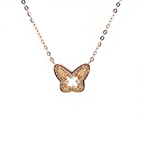 18K/750 Fluttering Butterfly Rose Gold Diamond Necklace 