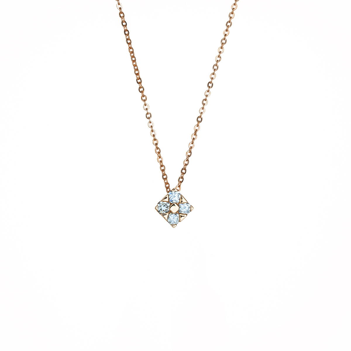 18K/750 Minimal Rose Gold Diamond Necklace 