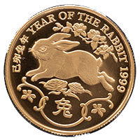 香港1999兔年22K精裝紀念金章15.98克