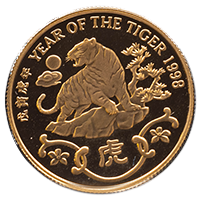 香港1998虎年22K精裝紀念金章15.98克