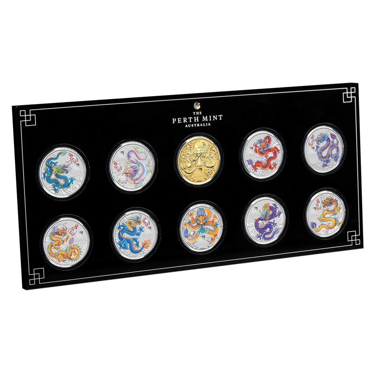 澳洲2024農曆生肖系列 III - 龍年99.99% 彩色銀幣及鍍金銀幣1/2盎司十枚套裝