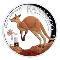 澳洲2024袋鼠99.99% 高浮雕彩色精鑄銀幣1盎司