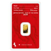 Argor-Heraeus 2026 Lunar Year of the Horse 99.99% Gold Minted Bar 1g (0.0267 Tael)