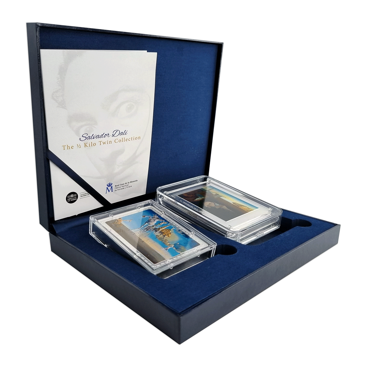 France & Spain 2021 Salvador Dali 99.9% Coloured Proof Silver Coin 500g Twin Collection (2-Coin Set) 