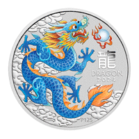 澳洲2024農曆生肖系列 III - 龍年藍龍99.99% 彩色普制銀幣1/2盎司 (0.4155兩)