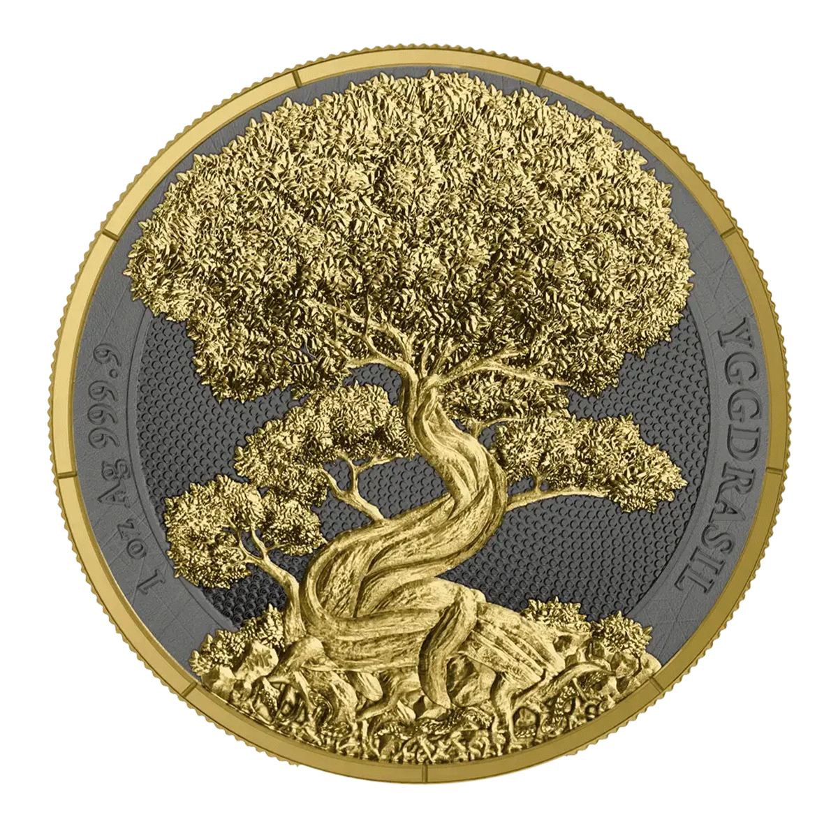 日耳曼鑄幣廠2025神話森林系列: 世界樹金葉版99.99% 鍍金普制銀章1盎司