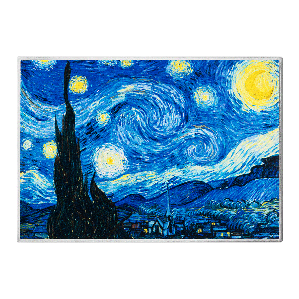 喀麥隆2026藝術畫廊系列: 星夜 - 文森·梵高99.9% 彩色精鑄銀幣1盎司