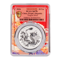 中國2026龍年99.9%普制銀幣1盎司 PCGS評級版 MS70 FDI
