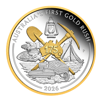 澳洲2026澳洲首次淘金熱 175週年紀念99.99% 鍍金精鑄銀幣1盎司