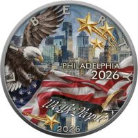 美國2026美國鷹: 致敬美國獨立 - 現今99.9% 彩色仿古銀幣1盎司