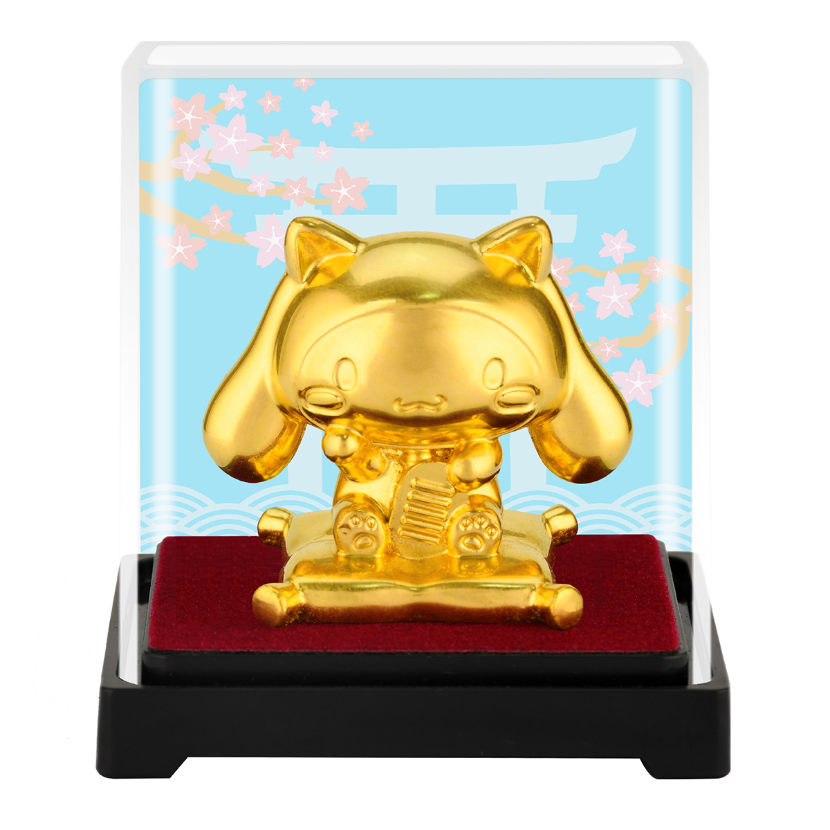Sanrio Characters Cinnamoroll Maneki Neko 24K Gold Foil Mini Figure
