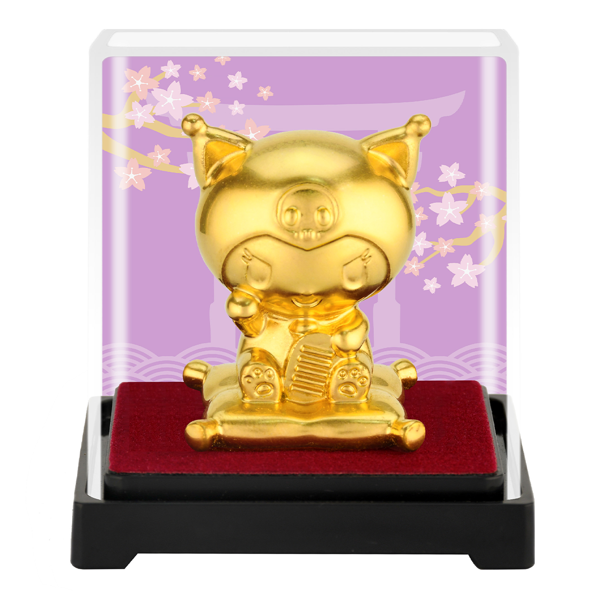 Sanrio Characters Kuromi Maneki Neko 24K Gold Foil Mini Figure