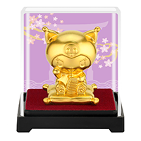 Sanrio Characters Kuromi Maneki Neko 24K Gold Foil Mini Figure