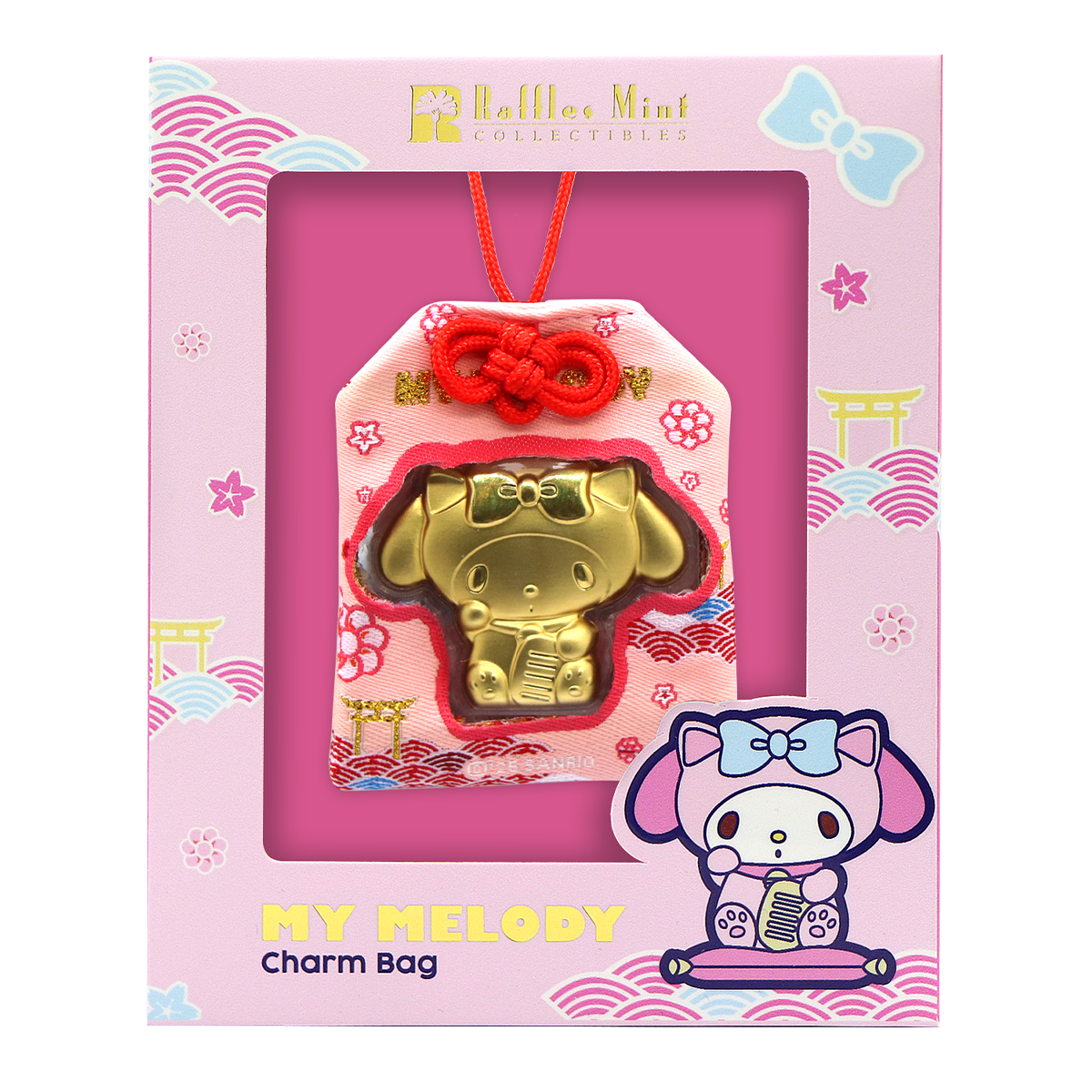 Sanrio Characters My Melody Maneki Neko Gold Foil in Charm Bag
