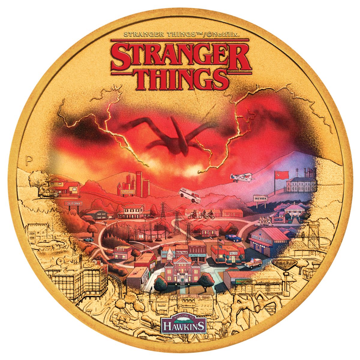 Tuvalu 2026 Stranger Things: Hawkins Gold Plated Collector's Coin In Card 