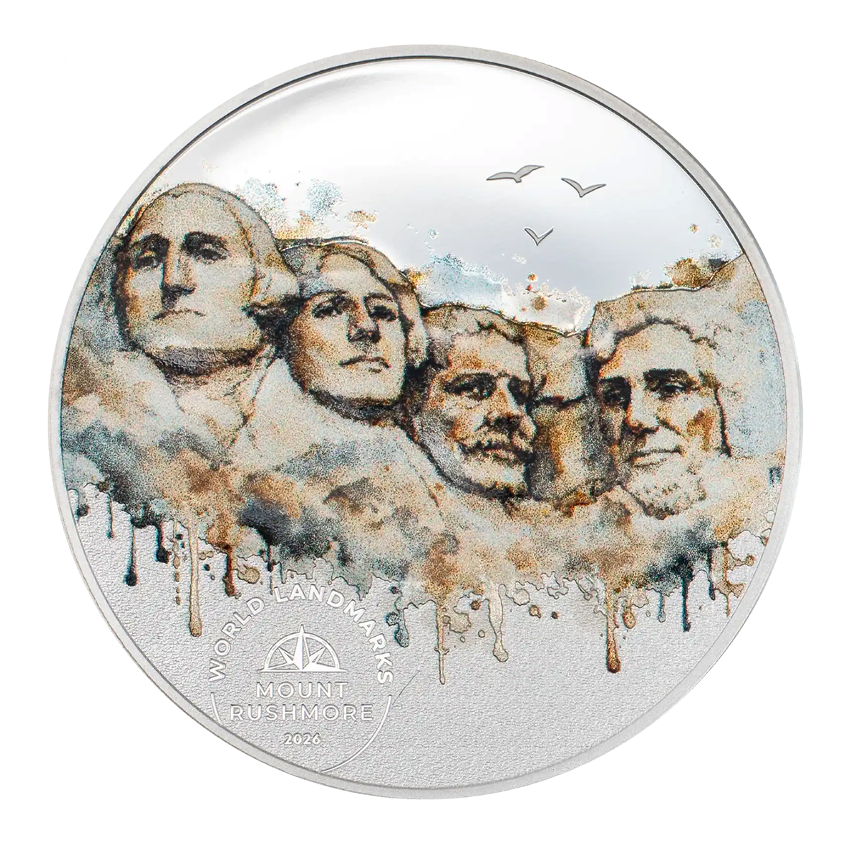 Cook Islands 2026 World Landmarks - Mount Rushmore 99.99% Coloured Proof Silver Coin 1/2oz