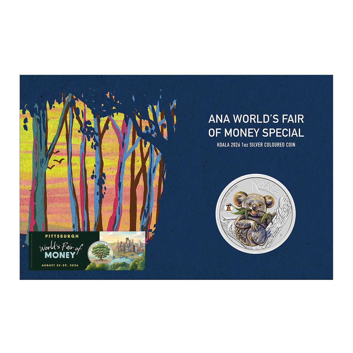 Australia 2026 Koala with Liberty Bell Privy Mark 99.99% Coloured Silver Coin 1oz (ANA Coin Show Special Edition) 
