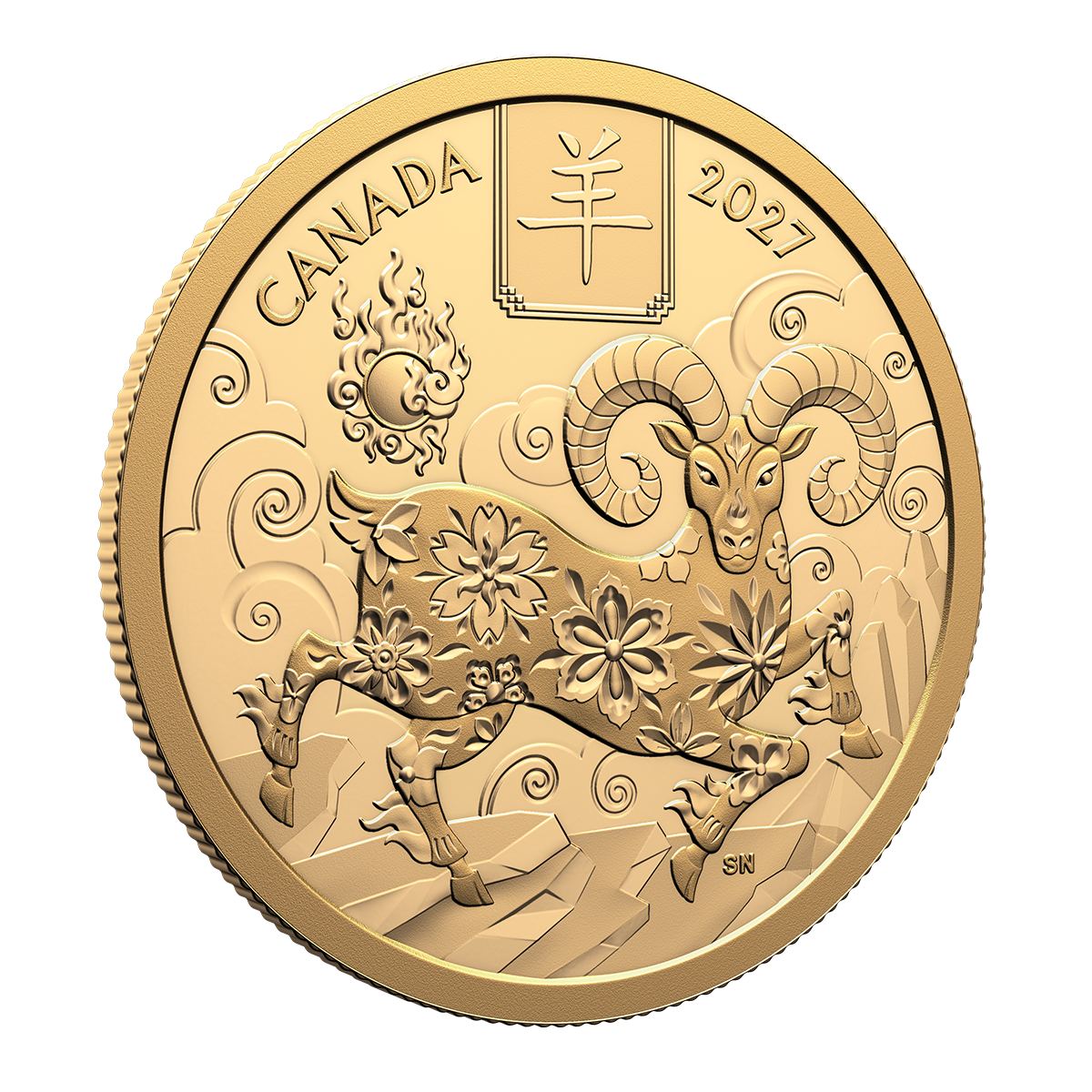 Canada 2027 Lunar Year of the Goat 99.99% Proof Gold Coin 1/2oz 