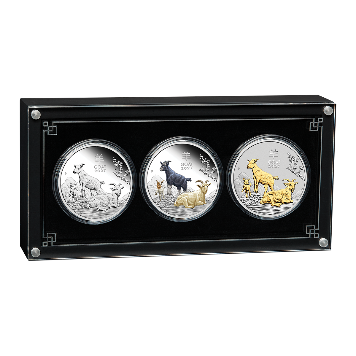 Australia 2027 Lunar Series III - Year of the Goat 99.99% Silver Coin Trio Set
