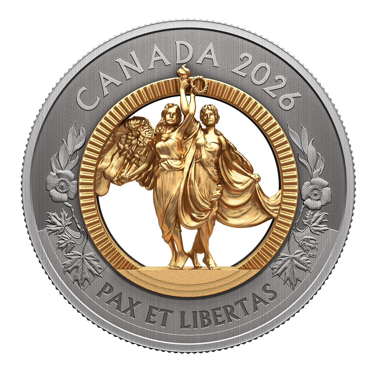 Canada 2026 Allegories of Peace and Freedom 99.99% Antiqued Multidimensional Silver Coin 142.31g