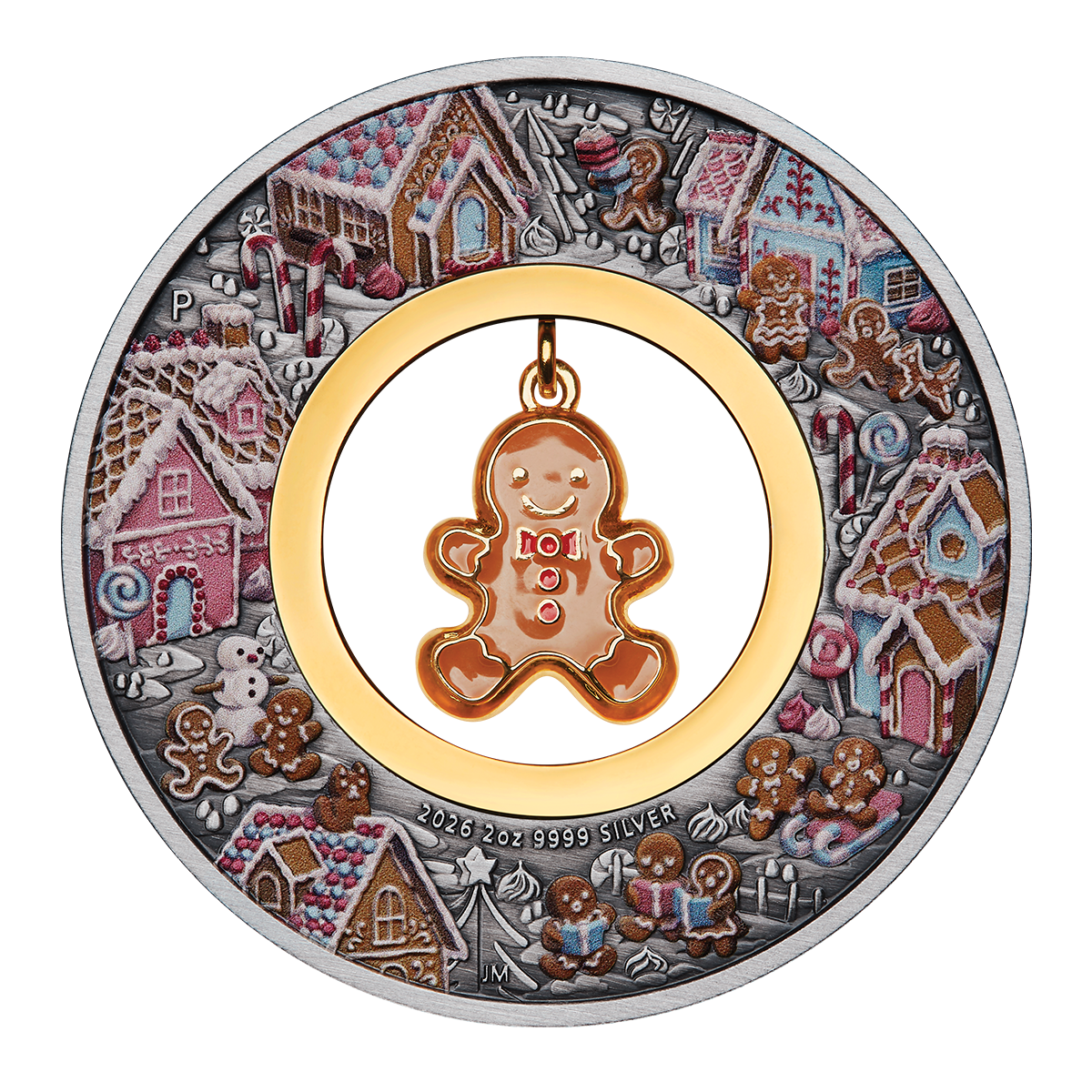 Australia 2026 Gingerbread Christmas 99.99% Antiqued Coloured Silver Coin 2oz