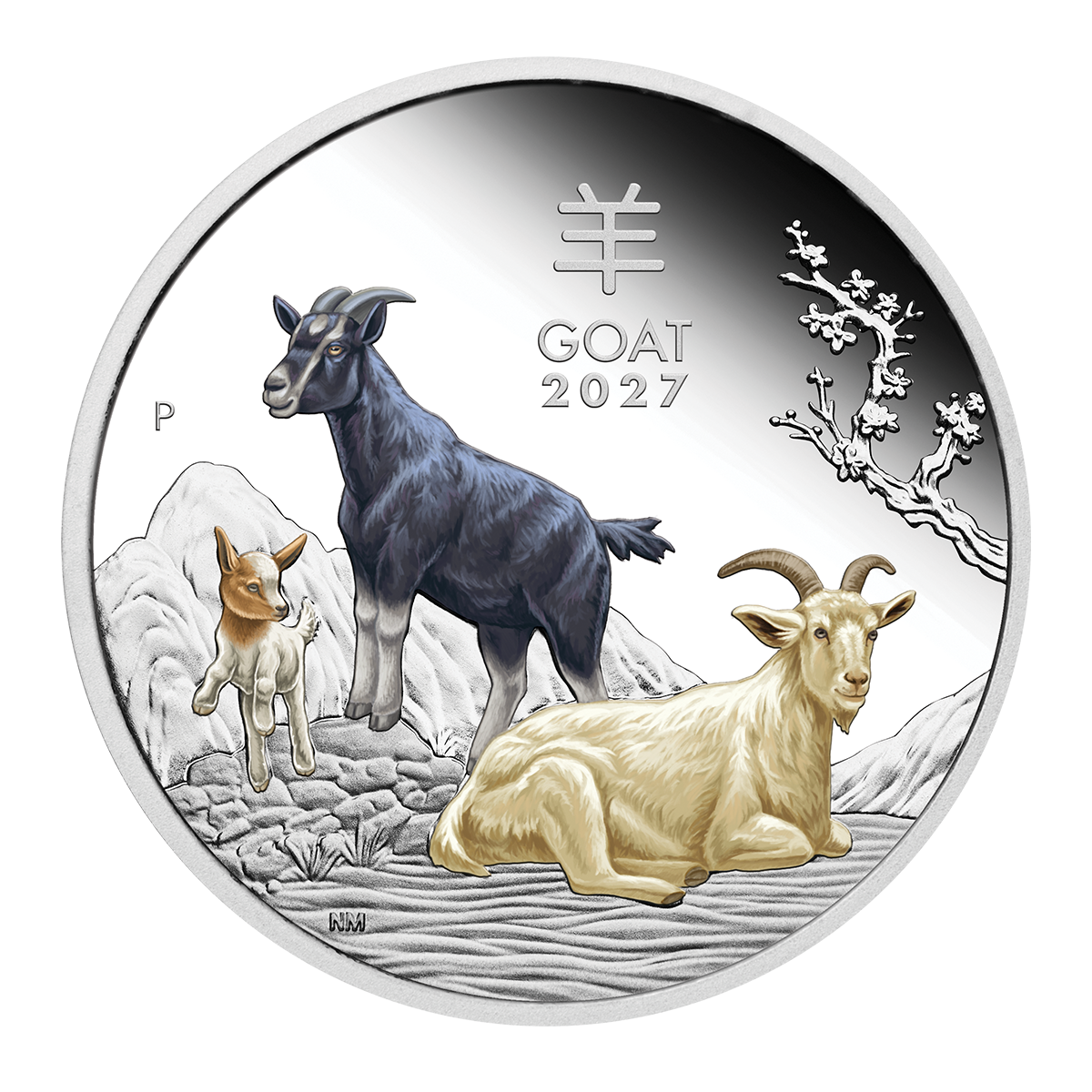 Australia 2027 Lunar Series III - Year of the Goat 99.99% Coloured Proof Silver Coin 1oz