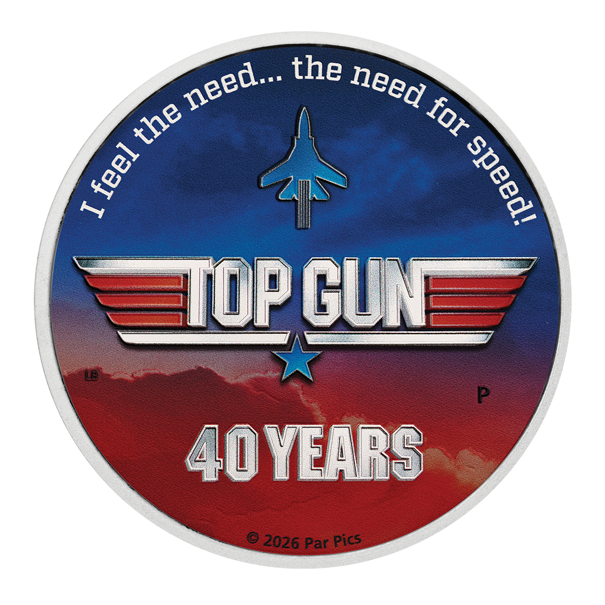 Tuvalu 2026 40 Years of Top Gun 99.99% Coloured Silver Coin 1oz