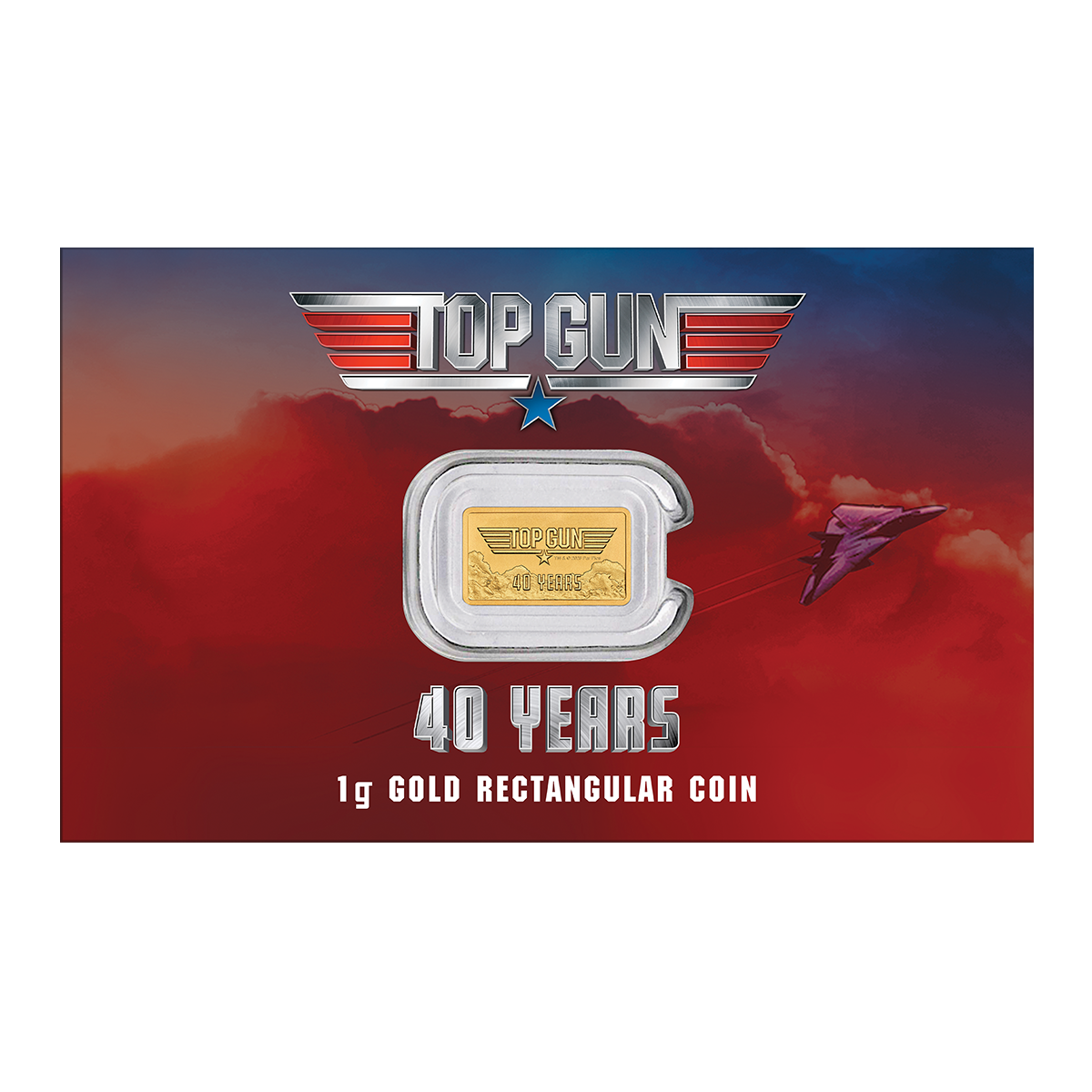 Tuvalu 2026 40 Years of Top Gun 99.99% Rectangular Gold Coin 1g