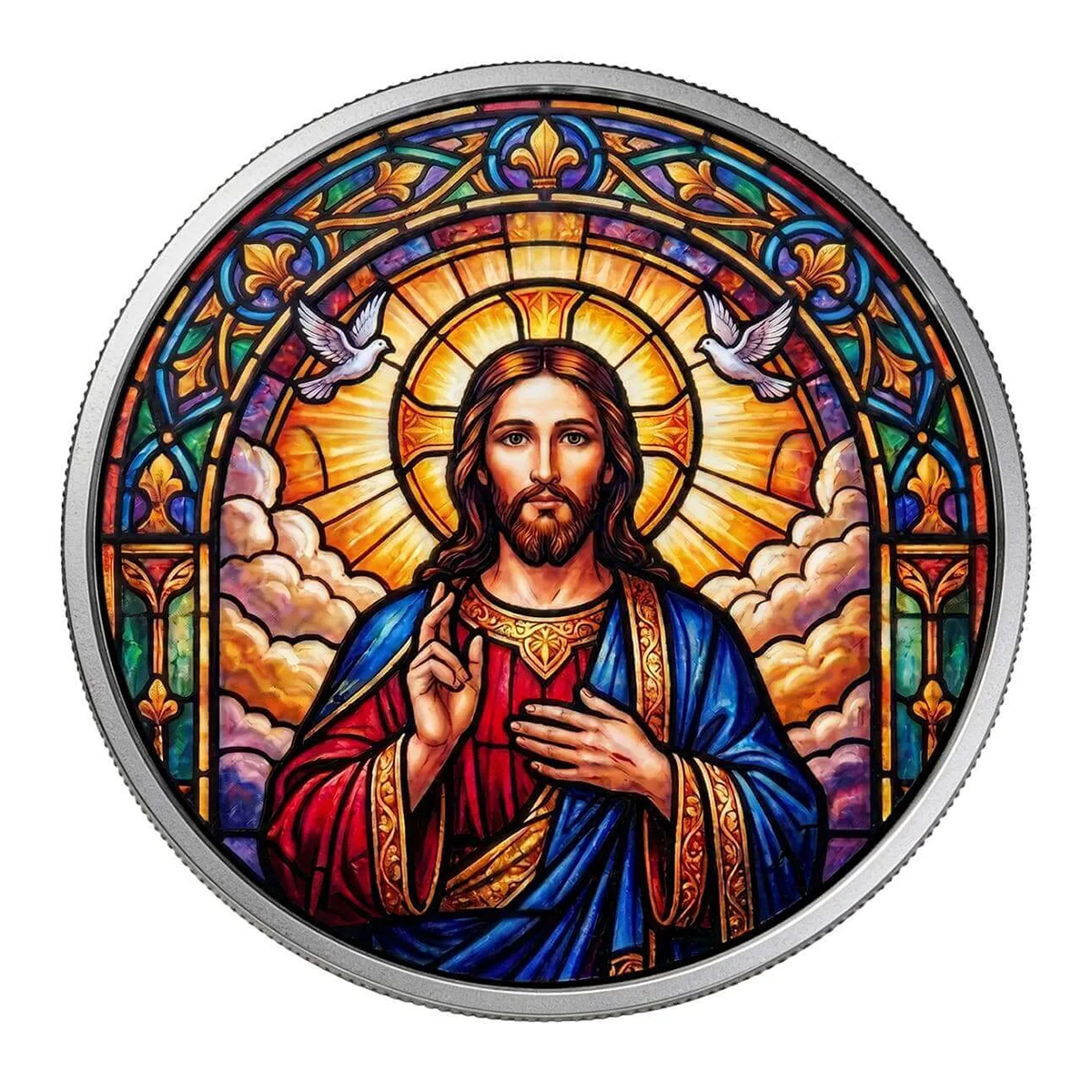 Scottsdale Mint 2026 Iridescent Coloured Jesus 99.99% Coloured Silver Round 1oz