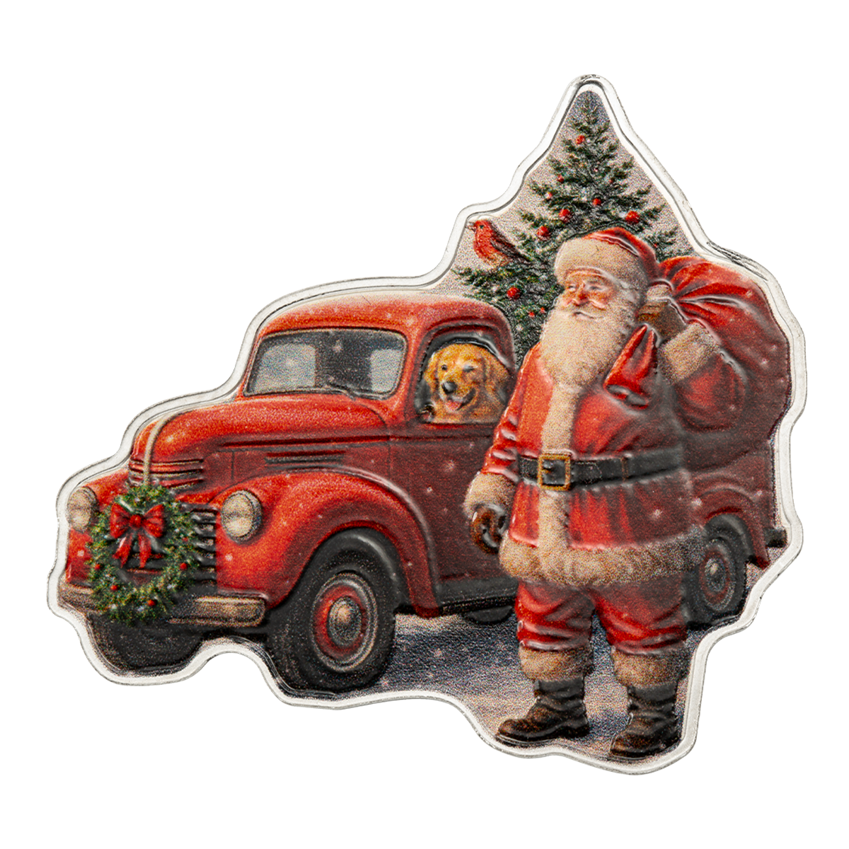 Solomon Islands 2026 Santa and Red Truck 99.99% Reverse Proof Silver Coin 1oz