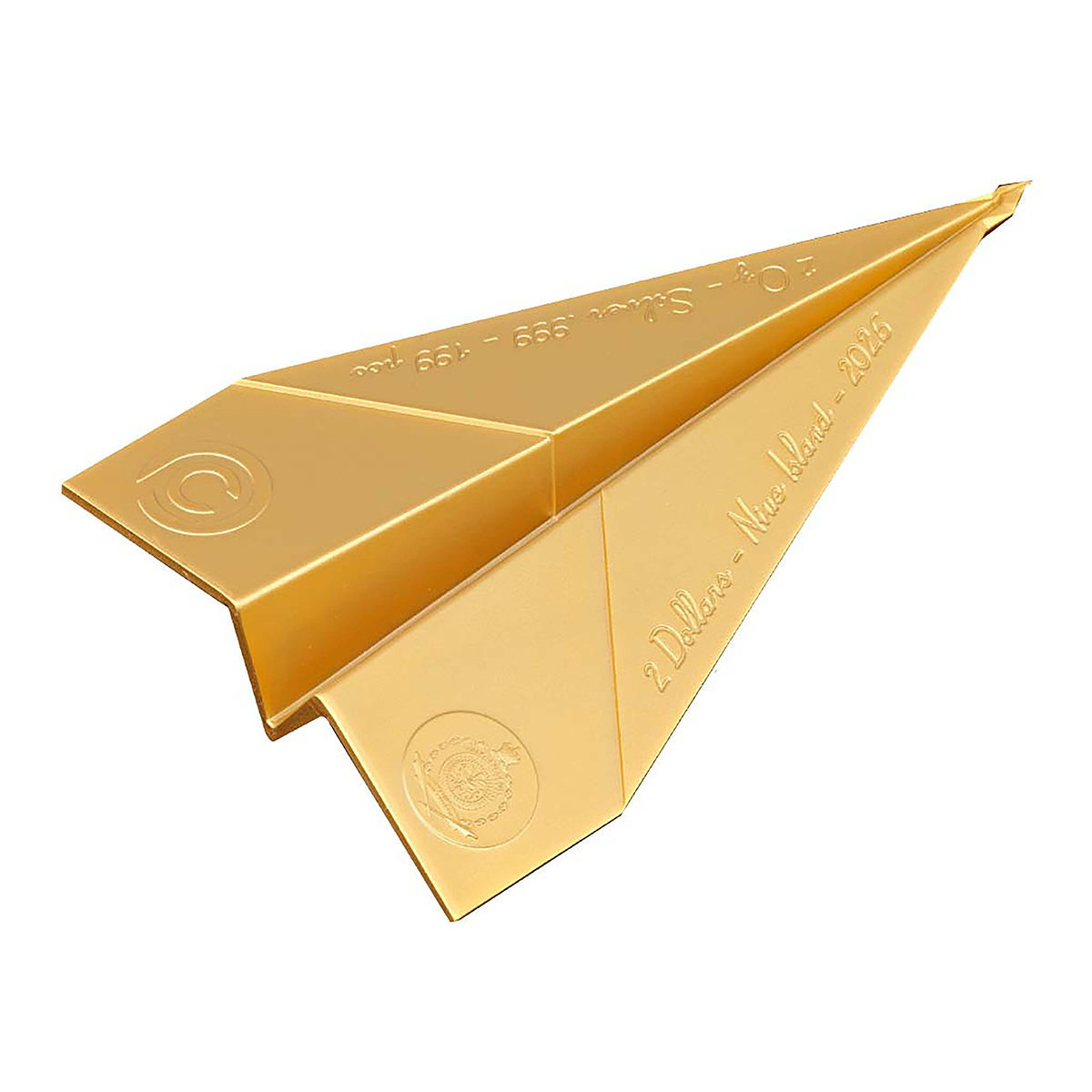 Niue 2026 Folded Dreams: Paper Airplane 99.9% Gilded Silver Coin 2oz