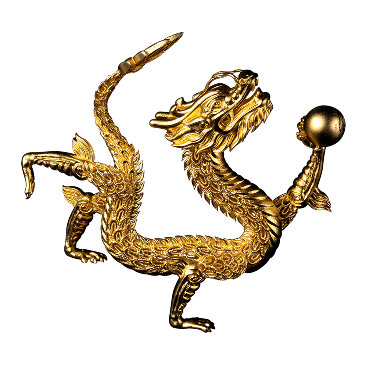 Samoa 2027 3D Filigree Dragon 99.9% Gilded Silver Coin 2oz