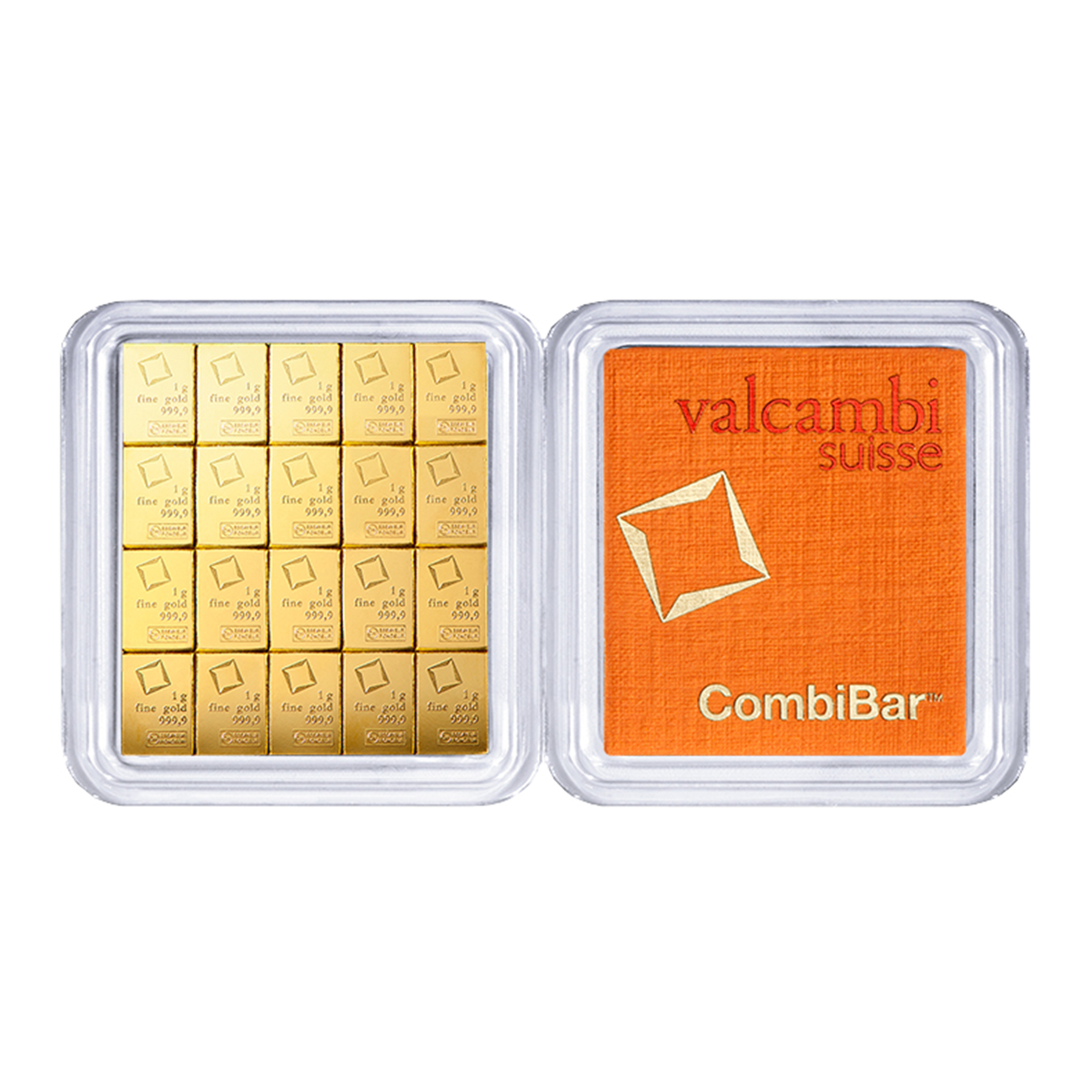 Valcambi 20 x 1g CombiBar 99.99% Minted Gold Bar 20g (0.5343 Tael)