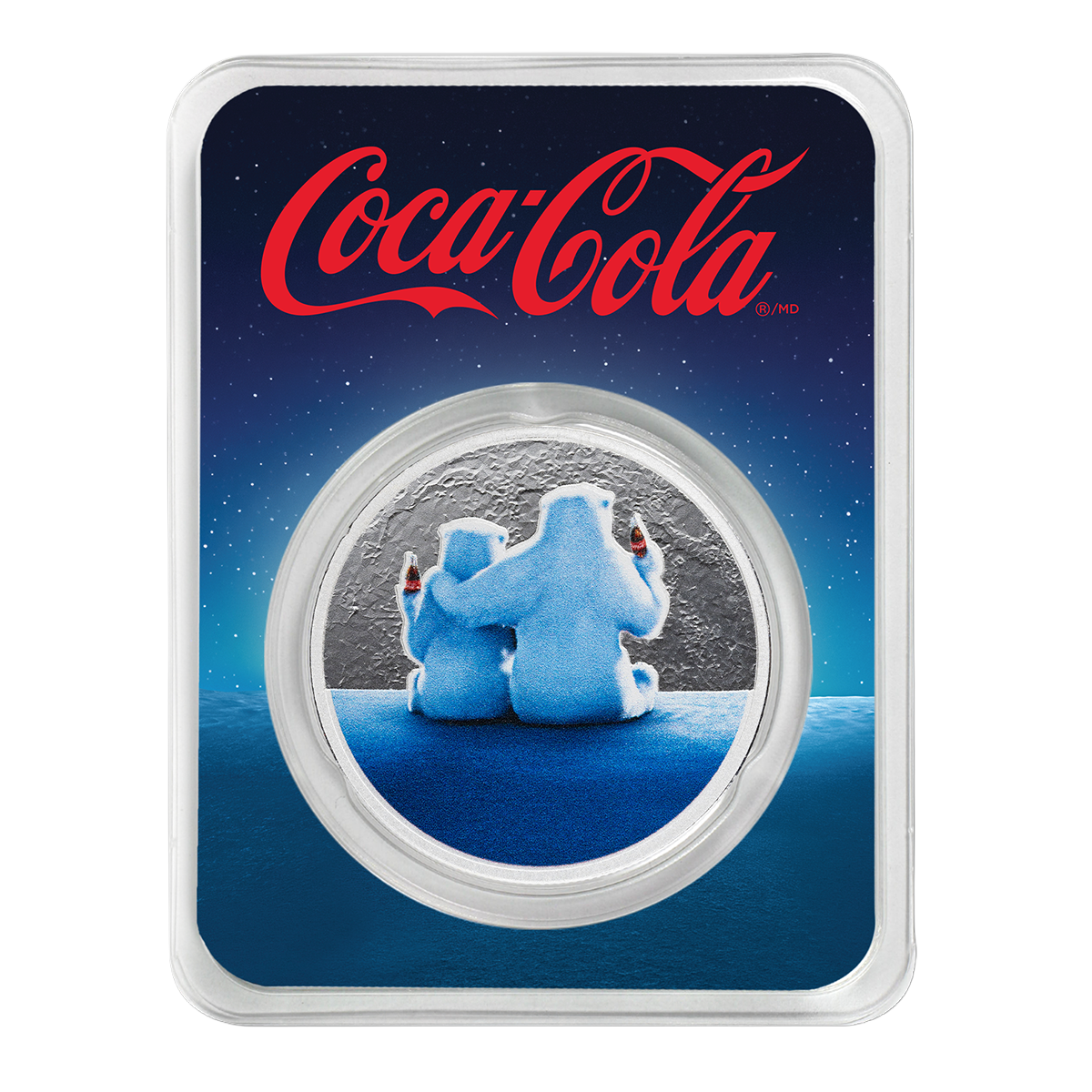 PAMP USA 2026 Coca-Cola Polar Bear 99.9% Coloured Silver Round 1oz (In Card)