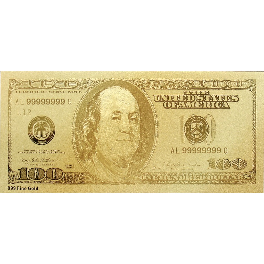 美國一百元金紙幣(連包裝盒)