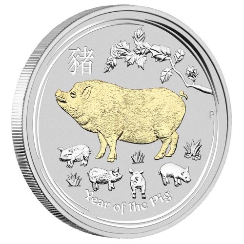 2019-生肖系列-II---豬年-99.99%-鍍金精鑄銀幣-1盎司